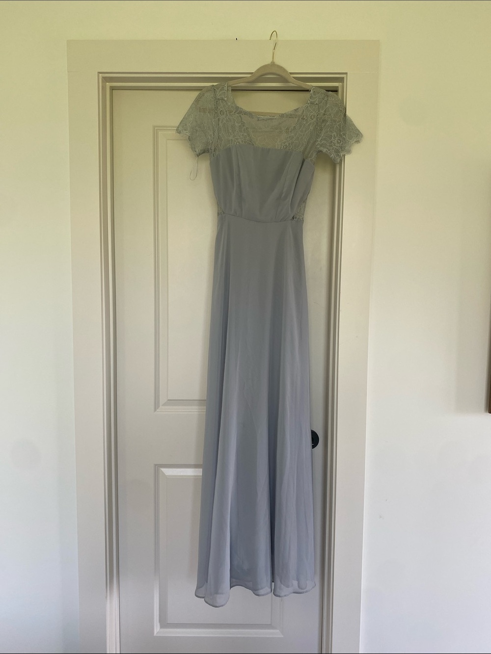 ASOS Pale Blue Lace-Shoulder Maxi Dress
